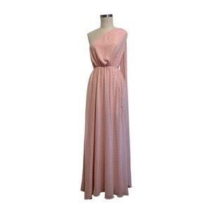 Revolve Michael Costello Pink Gold Detail One-Shoulder Dress - size S